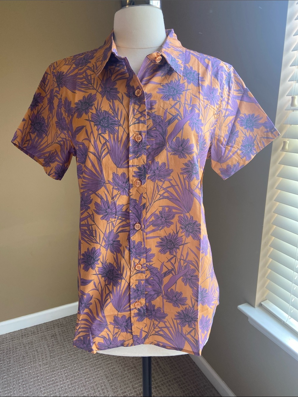 Wildfang Essential Cotton Shirt Orange/Purple Small Unisex Maximalism Modern NWT